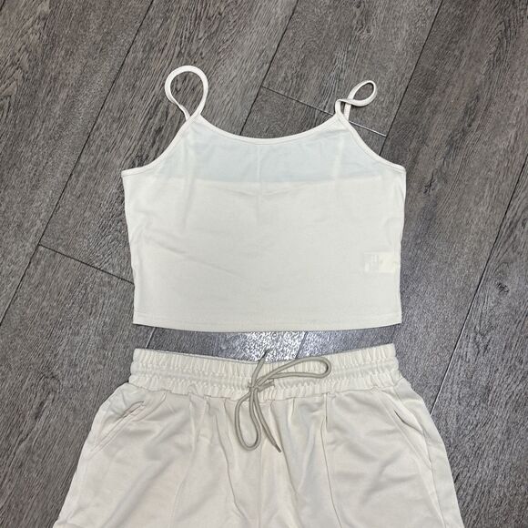 Women’s Ribbed Crop Cami Top & Drawstring Short Set (E105) - Picture 3 of 4